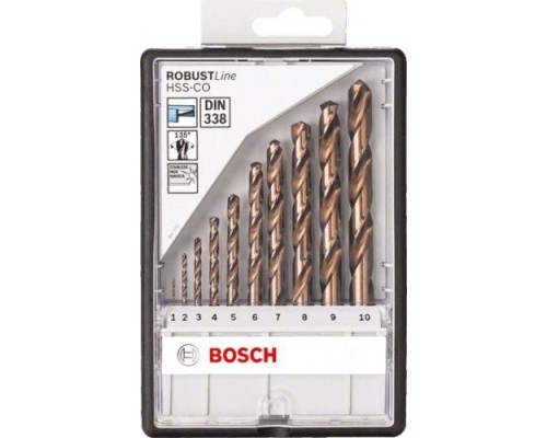 Набор сверл по металлу BOSCH HSS-Co 10 шт Robust Line D1-10 [2607019925]