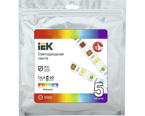 Лента светодиодная IEK LSR-5050RGB60 14,4w 12В IP20 (5 м) [LSR2-3-060-20-3-05]