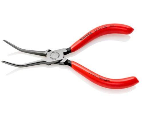 Длинногубцы KNIPEX KN-3121160SB острые, плоские гладкие губки 55 мм 45°, длина 160