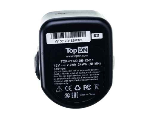 Аккумулятор TopON для DeWalt DC12V, 2.0Ah (Ni-Mh) [TOP-PTGD-DE-12-2.1]