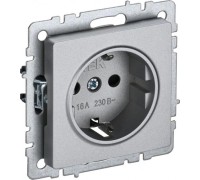 Розетка IEK BRITE РС14-1-0 16а защ. шторки алюм. BR-R14-16-K47