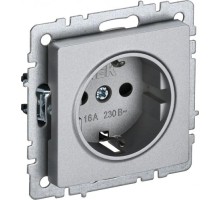 Розетка IEK BRITE РС14-1-0 16а защ. шторки алюм. BR-R14-16-K47