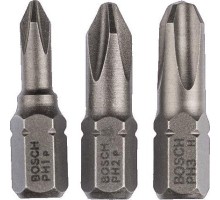 Бита для заворачивания BOSCH Extra Hard 25 мм PH/1/2/3 3шт [2607001752]