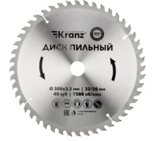 Пильный диск по дереву Kranz KR-92-0133 300х32/30 мм, 48 зуб.