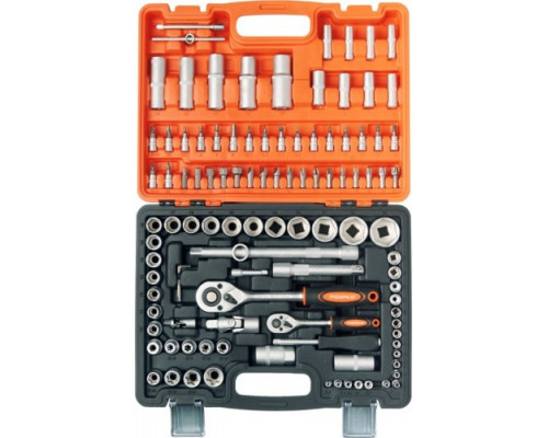 Набор инструментов MAXPILER MXT-108-SET, 108 предметов, 1/2" и 1/4", CrV