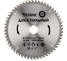 Пильный диск по дереву Kranz KR-92-0123 210х30 мм, 56 зуб.