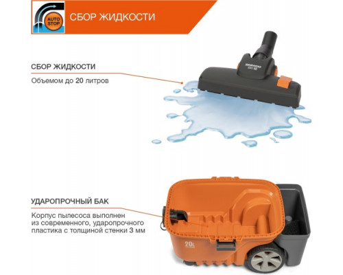 Пылесос для строительных работ DAEWOO DAVC 2000 HOME с турбощеткой