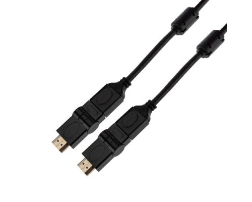 Шнур REXANT 17-6204-3 HDMI-HDMI с фильтрами, 2м, угловой 360° Gold