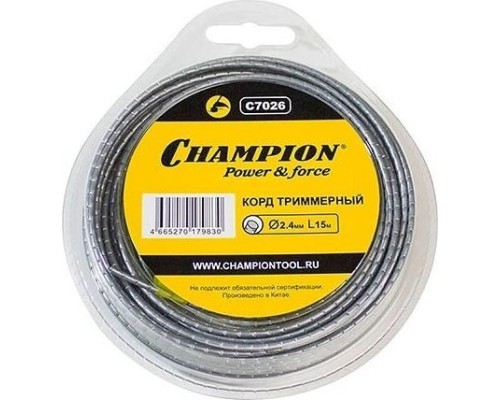 Леска триммерная CHAMPION Round Pro 2.4мм/ 15м (C7026) [C7026]