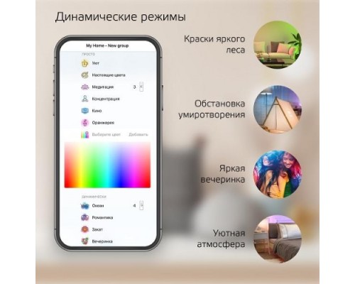 Лента светодиодная GAUSS Smart home 16w 1400lm 3000-6000к 100-240v ip20 5м rgbw [5020122]