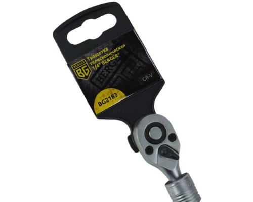 Трещотка BERGER BG2183 телескопическая 1/4" 150-200 мм, 72 зубца
