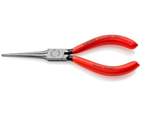 Длинногубцы KNIPEX KN-3111160SB острые, плоские, прямые гладкие губки, 55 мм