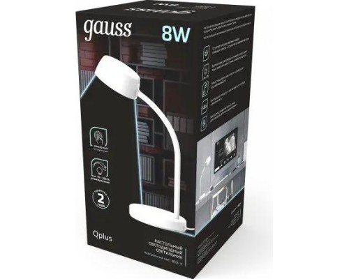 Светильник настольный GAUSS GT6011 qplus 8w 600lm 4000k 170-265v белый диммируемый le