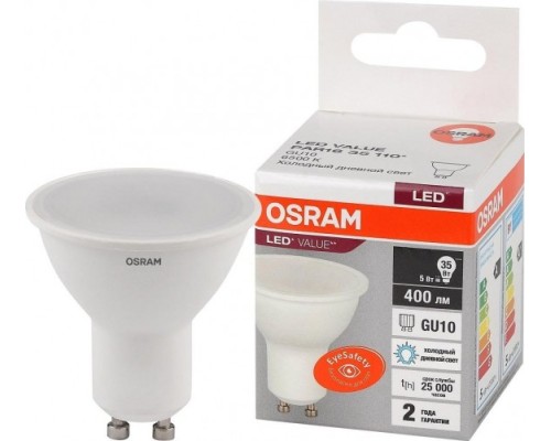 Лампа светодиодная OSRAM LED VALUE par16 35 5sw/865 230v gu10 [4058075581395]