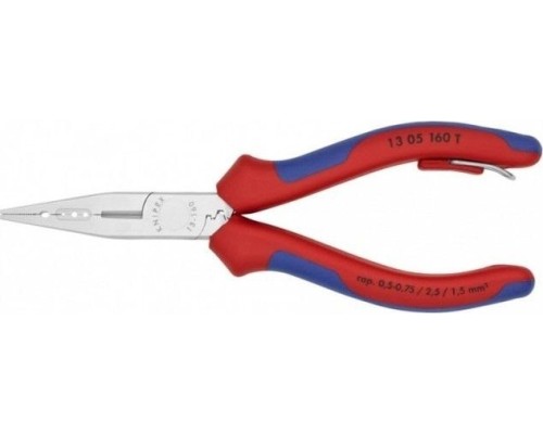 Плоскогубцы KNIPEX 1305160TBK 160 мм для монтажа проводов, хромированные, 2к ру [KN-1305160TBK]