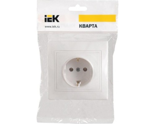 Розетка IEK Кварта РС10-3 1-м сп 16а ip20 с заземл. бел. [ERK14-K01-16-DM]