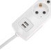 Удлинитель REXANT 13-4123 PREMIUM 6 гнезд, 5м, 3х1,5мм², с/з, 2 USB, белый