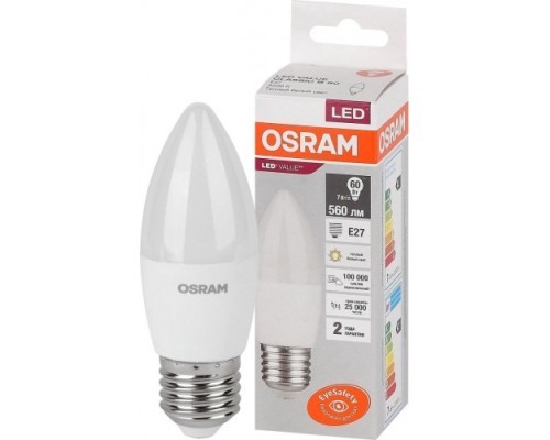 Лампа светодиодная OSRAM LED VALUE clb60 7sw/830 230v e27 10x1 [4058075579446]