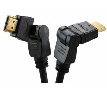 Шнур REXANT 17-6204-3 HDMI-HDMI с фильтрами, 2м, угловой 360° Gold