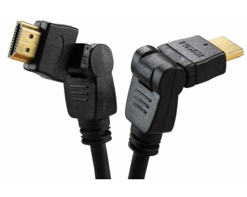 Шнур REXANT 17-6204-3 HDMI-HDMI с фильтрами, 2м, угловой 360° Gold