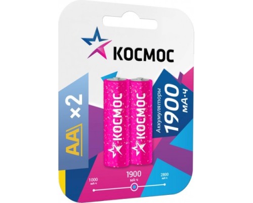 Аккумулятор КОСМОС AA/R6 NI-MN 1900мА.ч BP-2 (блист.2шт) [KOCR6NIMH(1900mA)]