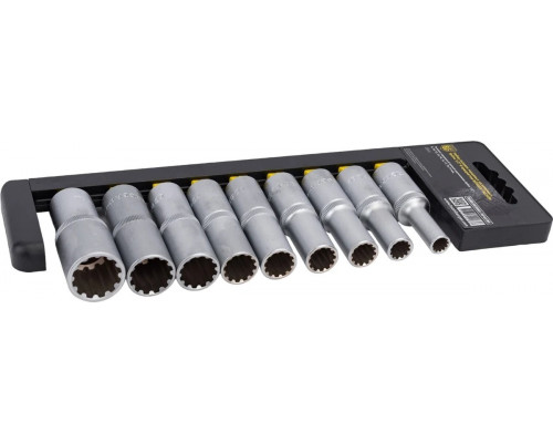 Набор головок 1/2" BERGER BG2038 Spline удлиненных 1/2" (8-21 мм) 9 предметов