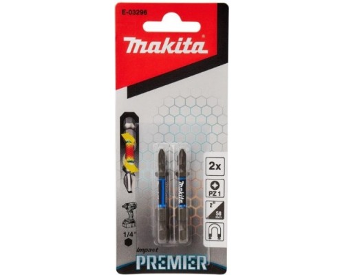 Бита для заворачивания MAKITA E-03296 Impact Premier PZ1, 50 мм, E-form (MZ), 2 шт.