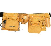 Пояс для инструментов STAYER MASTER кожаный, 10 карманов, 3 подвески 38512 38512