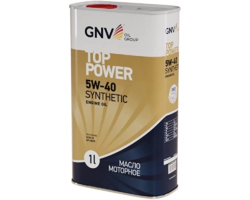 Масло моторное GNV Top Power 5W40 Synthetic ACEA C3, MB 229.51/229.5 1 л (металл. канистра) GTP1011872019510540001