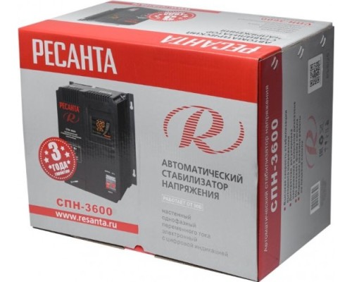 Стабилизатор напряжения однофазный РЕСАНТА СПН- 3600 [63/6/25]