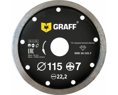 Алмазный диск для резки керамики GRAFF 115х22.2 мм GDD 16 115.7