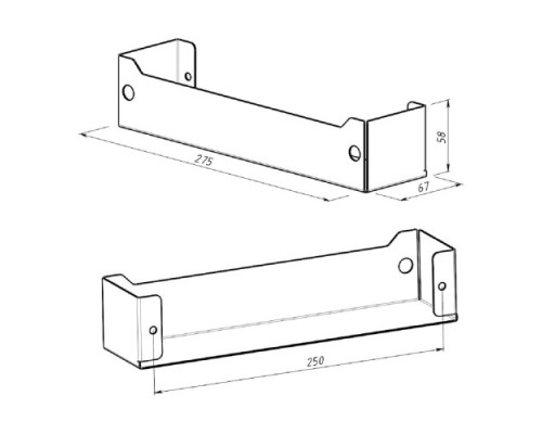 Полка для хранения EMBODIMENT EMB-TB-SH-275x67-B металлическая, настенная, черная