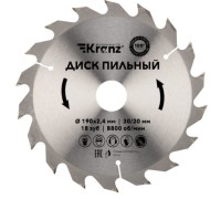 Пильный диск по дереву Kranz KR-92-0112 190х30/20 мм, 18 зуб.