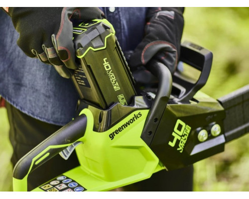 Пила цепная аккумуляторная GREENWORKS GD40CS18 40V, 40 см, б/щ, до 1,8 квт, АКБ 8Ач и ЗУ 2005807UH купить с доставкой и официальной гарантией