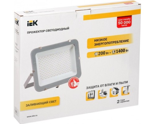 Прожектор IEK СДО 07-200 IP65 6500K серый [LPDO701-200-K03]