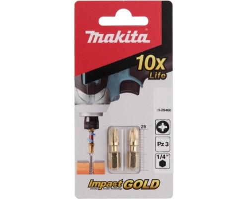 Бита для заворачивания MAKITA B-28466 Impact Gold PZ3, 25 мм, C-form, 2 шт.