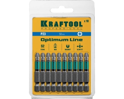 Бита для заворачивания KRAFTOOL Optimum Line PZ3 50 мм, 10 шт. [26124-3-50-10]