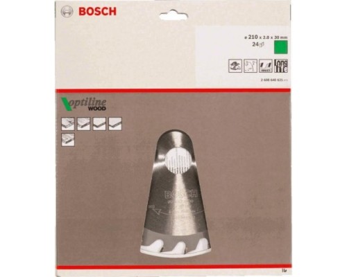 Пильный диск по дереву BOSCH Standard 210X30 24 OPTILINE WOOD [2608640621]