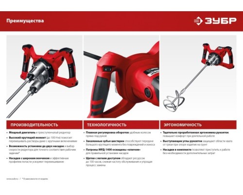 Миксер строительный сетевой ЗУБР МР-1600-2 [МР-1600-2]