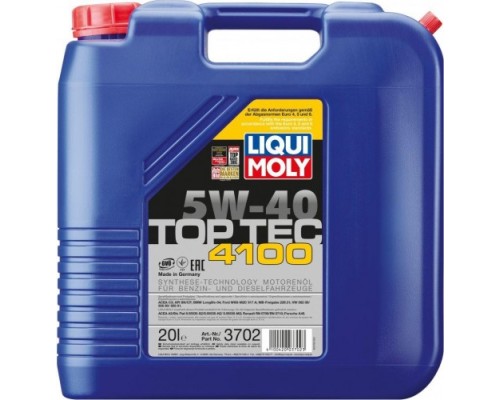 Масло моторное LIQUI-MOLY SAE 5W40 Top Tec 4100 20 л. 3702 синтетическое [3702]