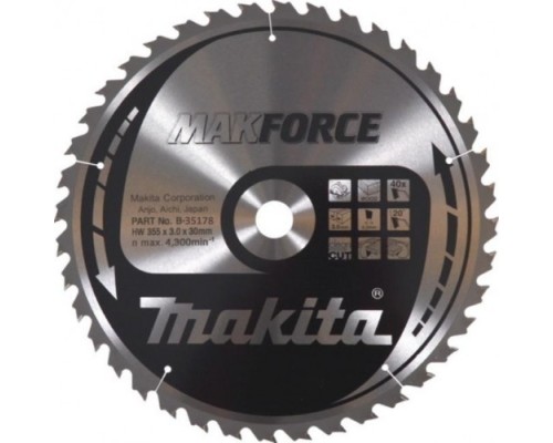 Пильный диск по дереву MAKITA 355x30x2.2x40T для makforce [B-35178]