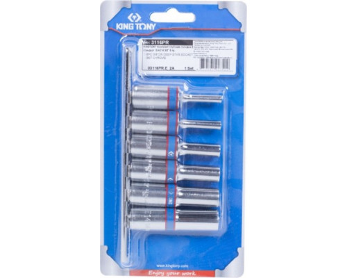 Набор головок 3/8" KING TONY 3116PR, 6 предметов