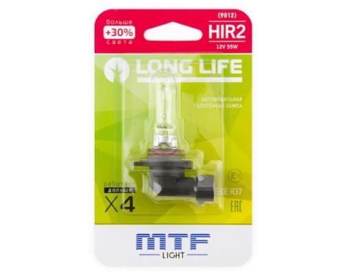 Лампа галогеновая MTF LIGHT HIR2 9012 12V 55W LONG LIFE x4 блистер HLL12H2b