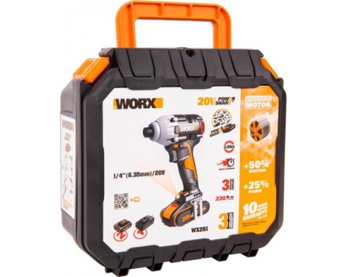 Гайковерт аккумуляторный WORX WX261 ударный, бесщеточный