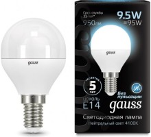 Лампа светодиодная GAUSS Шар шар 9.5w 950lm 4100k e14 led [105101210]