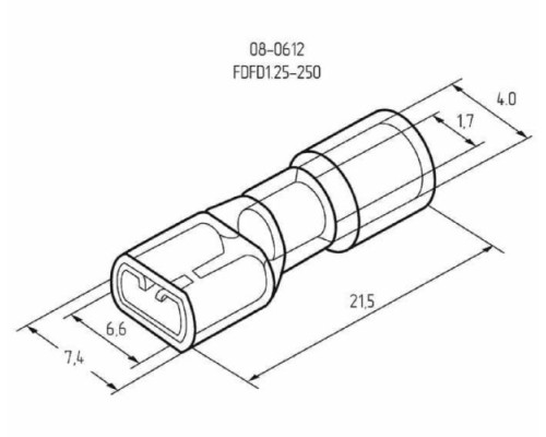 Клемма плоская REXANT 08-0612 ( уп 100 шт ) изолированная РППи-м 1.5-(6.3)/РпИмп 1,25-250 08-0612