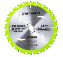 Пильный диск по дереву GREENWORKS 165x1.6x20 мм, 24T 2955707