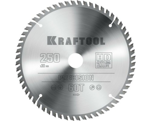 Пильный диск по дереву KRAFTOOL PRECISION 250х30мм 60т [36952-250-30]