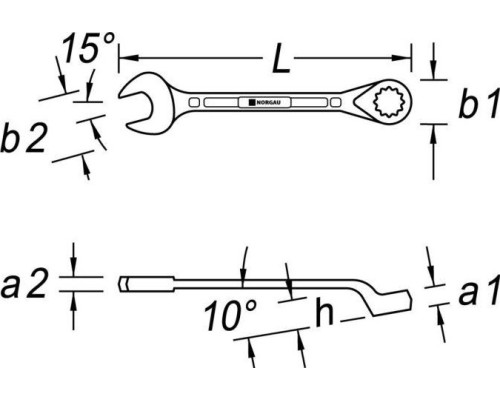 Ключ комбинированный NORGAU тип N7B изогнутый 3/4