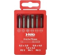 Набор насадок FELO 03092716 бит sl/pz/ph industrial 73 мм в кейсе, 6 шт